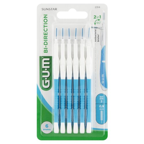Szczoteczki międzyzębowe SUNSTAR GUM Bi-Direction 0.9 mm Niebieski (6 szt.)