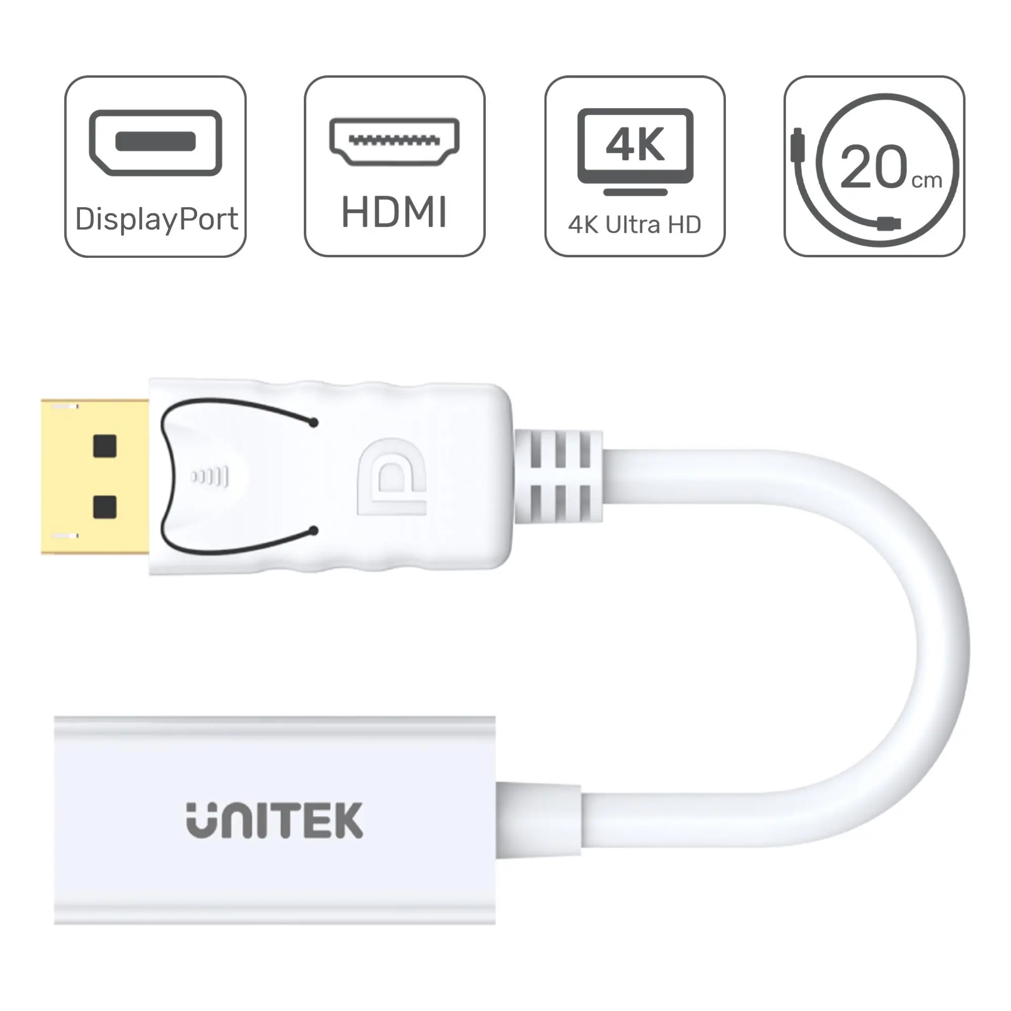 Adapter DisplayPort - HDMI UNITEK 0.2 m