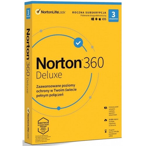 Antywirus NORTON 360 Deluxe 25GB 3 URZĄDZENIA 1 ROK Kod aktywacyjny