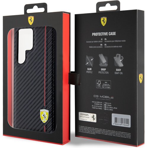 Etui FERRARI Carbon Printed Line do Samsung Galaxy S24 Ultra Czarny