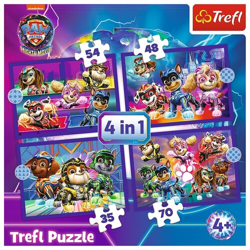 Puzzle TREFL Psi Patrol Bohaterowie na ratunek 4w1 The Mighty Movie 2023 34621 (207 element贸w)