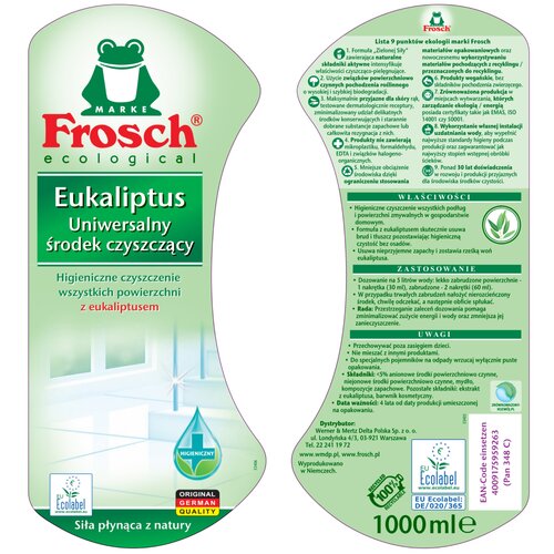 Płyn do czyszczenia powierzchni twardych FROSCH Eukaliptusowy 1000 ml
