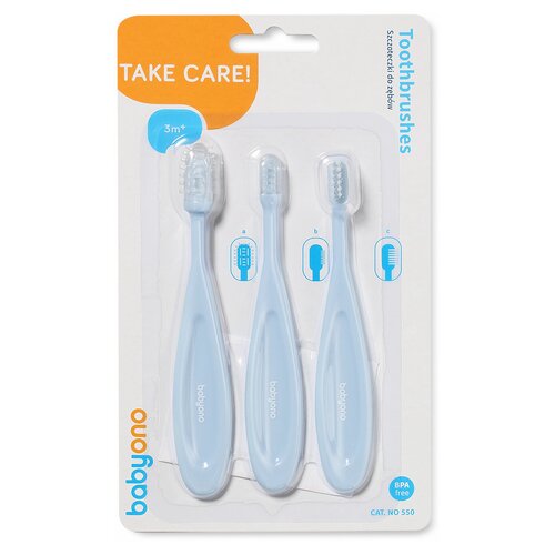Szczoteczka do zębów BABYONO 550/02 Niebieski (3 sztuki)