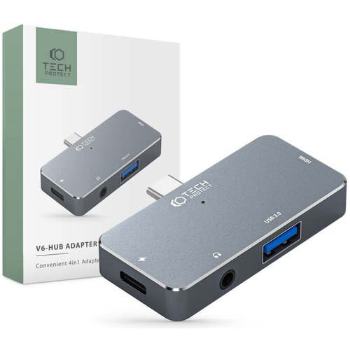 Stacja dokująca TECH-PROTECT V6-HUB 4w1 Szary
