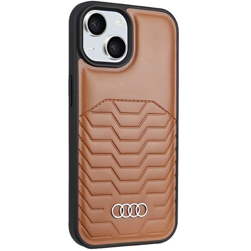 Etui AUDI Synthetic Leather MagSafe do Apple iPhone 14/15 Plus Brązowy