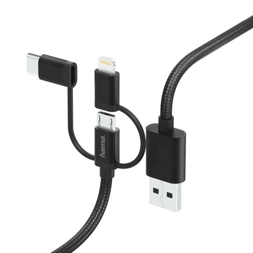 Kabel Micro USB/Typ-C/Lightning - USB HAMA 1.5 m Czarny