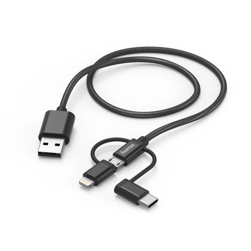 Kabel Micro USB/Typ-C/Lightning - USB HAMA 1.5 m Czarny
