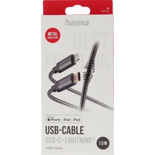 Kabel USB-C - Lightning HAMA Metal 1.5 m Antracytowy