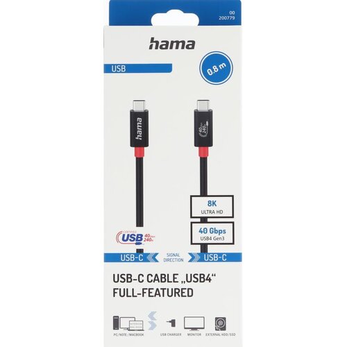 Kabel USB-C - USB-C HAMA 200779 1 m Czarny