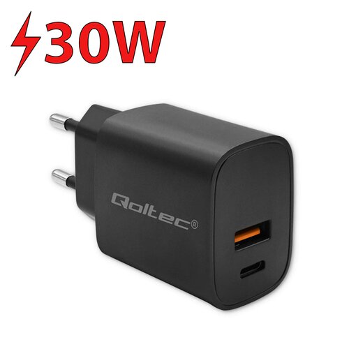 Ładowarka sieciowa QOLTEC GaN Power Pro 30W Czarny