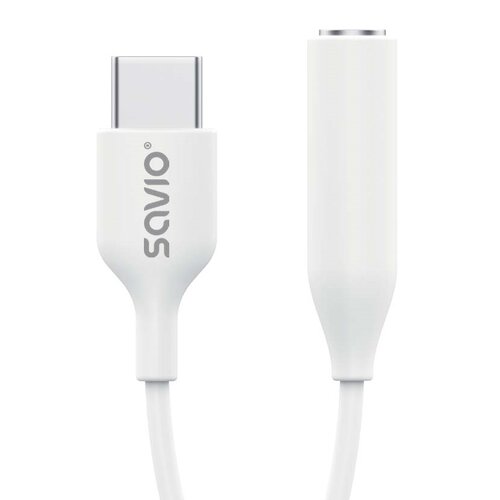 Adapter USB Typ-C - Jack 3.5 mm SAVIO AK-52 Biały